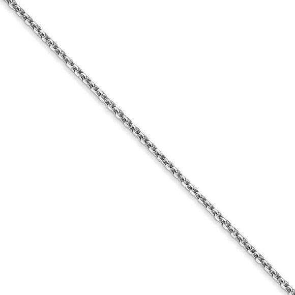 1.4mm, 14k White Gold, Diamond Cut Cable Chain Necklace, 20 Inch - Picture 1 of 8